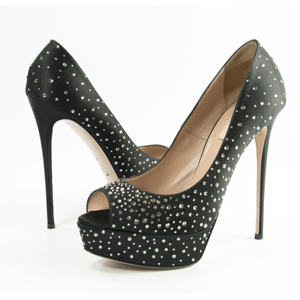 Valentino Runway Black Crystal Platform Pumps 39.5 - Picture 2 of 8
